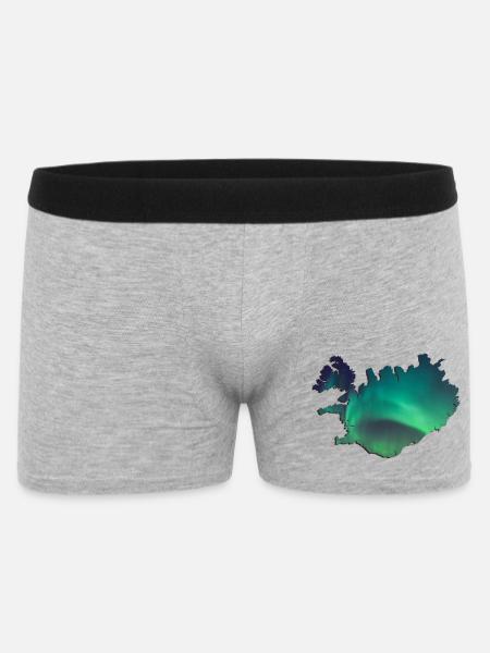 Iceland Iceland Northern Lights Topography Design - Men's Boxer Shorts - heather grey