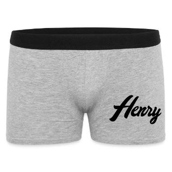 Henry Name Black - Men's Boxer Shorts - heather grey - Front