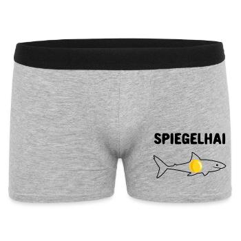 Spiegelhai Hai Spiegelei Wortwitz - Männer Boxer Shorts - Grau meliert - Vorne