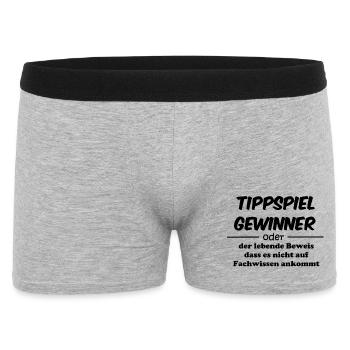 Tippspiel Gewinner - Fachwissen überbewertet - Männer Boxer Shorts - Grau meliert - Vorne