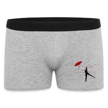Öffne Deinen Schirm und es regnet Herzen Streetart - Männer Boxer Shorts - Grau meliert - Vorne