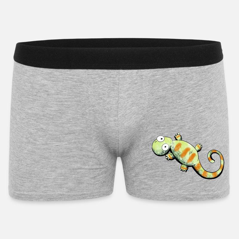 Happy Gecko I Echse - Männer Boxer Shorts - Grau meliert