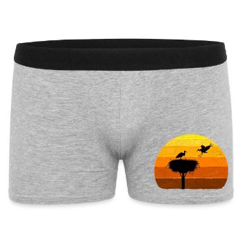 Stork, Nest, Storks, Sunset Bird Flight - Men's Boxer Shorts - heather grey - Front