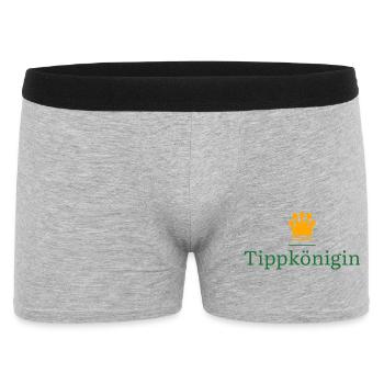 Tippkönigin - Geschenk für Tippspiel Gewinnerin - Männer Boxer Shorts - Grau meliert - Vorne