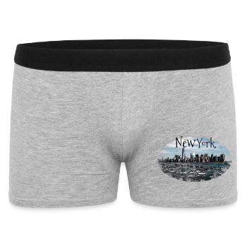 New York City Skyline - Männer Boxer Shorts - Grau meliert - Vorne