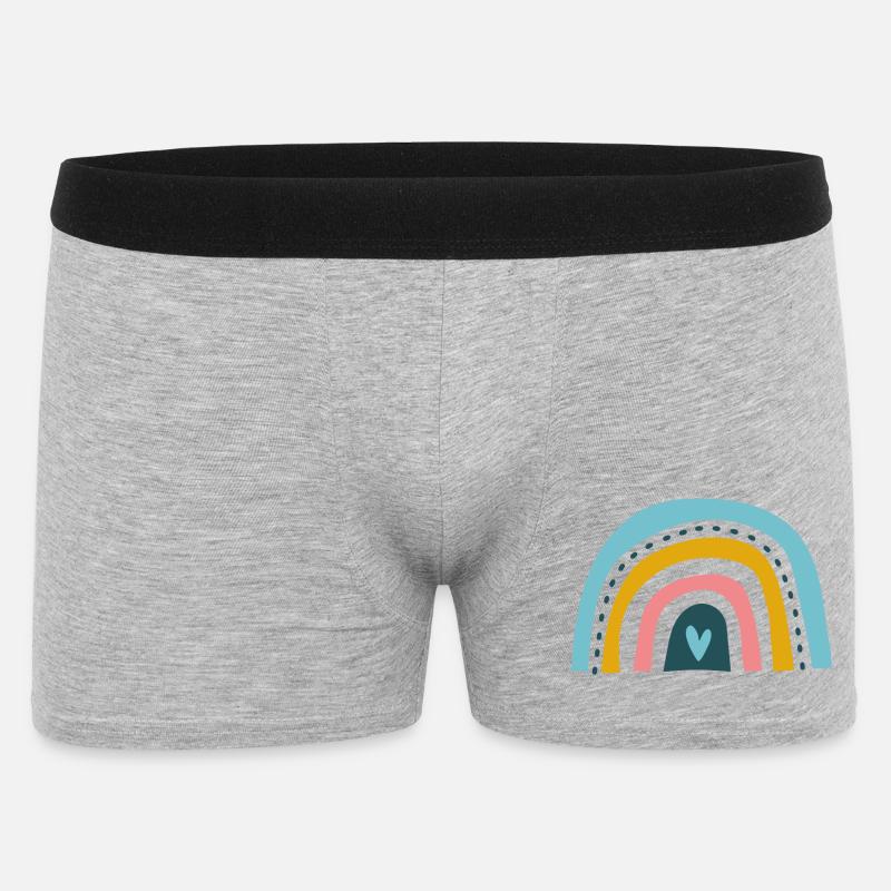 Regenbogen mit Herz - Männer Boxer Shorts - Grau meliert