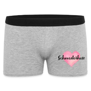 Schwesterherz Schwester Herz - Männer Boxer Shorts - Grau meliert - Vorne