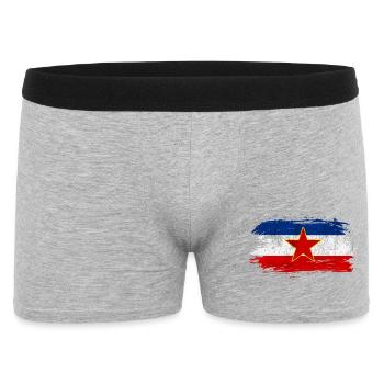 Jugoslawien Vintage Flagge - Männer Boxer Shorts - Grau meliert - Vorne