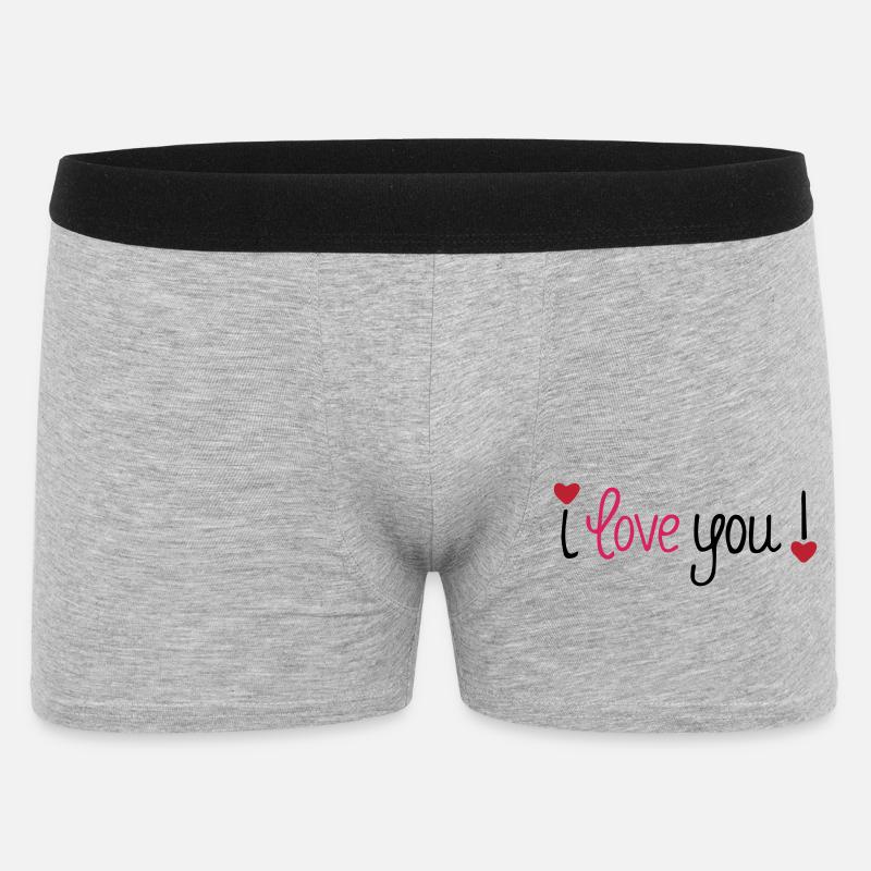 Saint-Valentin Je t’aime Cœurs - Boxer Homme - gris chiné