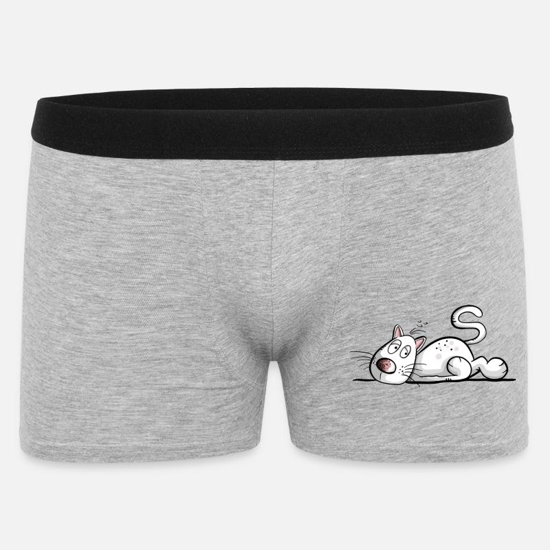 Müde Katze I Katzenfreunde Geschenk - Männer Boxer Shorts - Grau meliert
