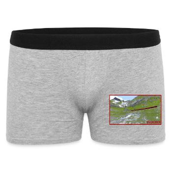 Graubünden Bergzug im Grünen - Männer Boxer Shorts - Grau meliert - Vorne
