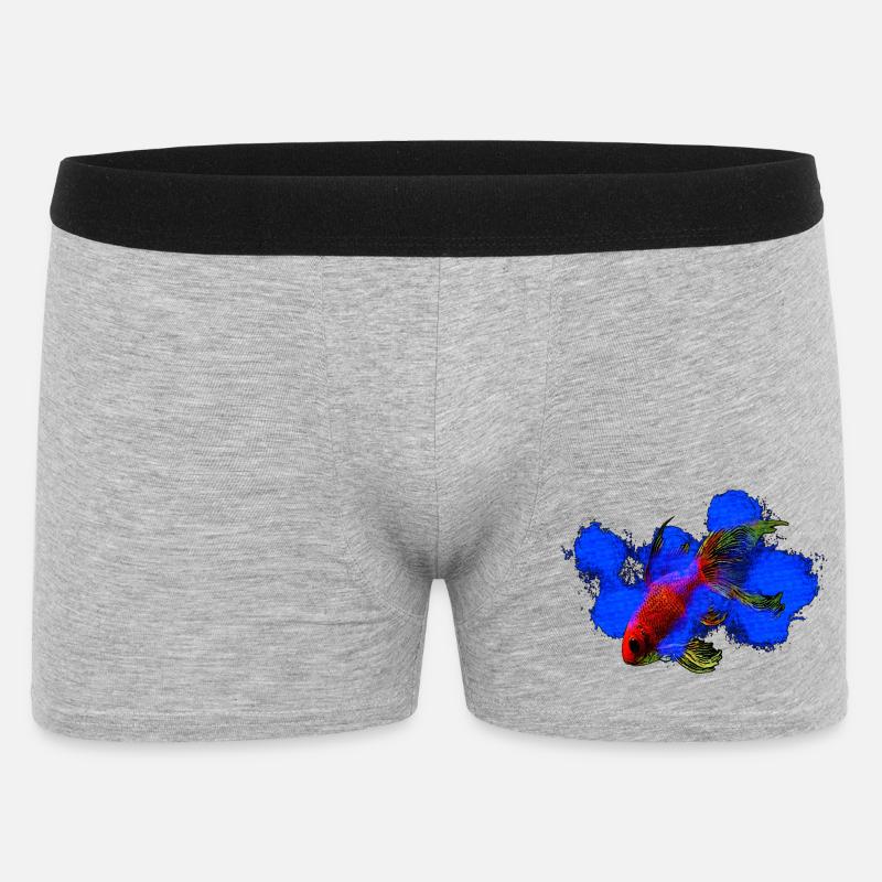 wassertiere, schleierschwanz Goldfisch - Männer Boxer Shorts - Grau meliert