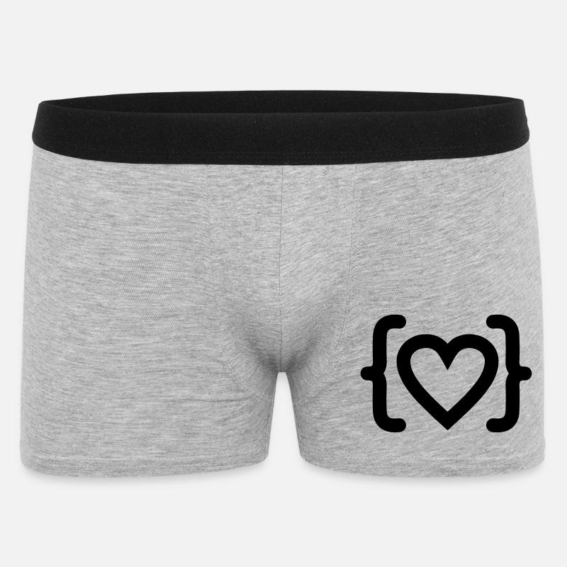 Herz des Programmierer-Code-Logos - Männer Boxer Shorts - Grau meliert