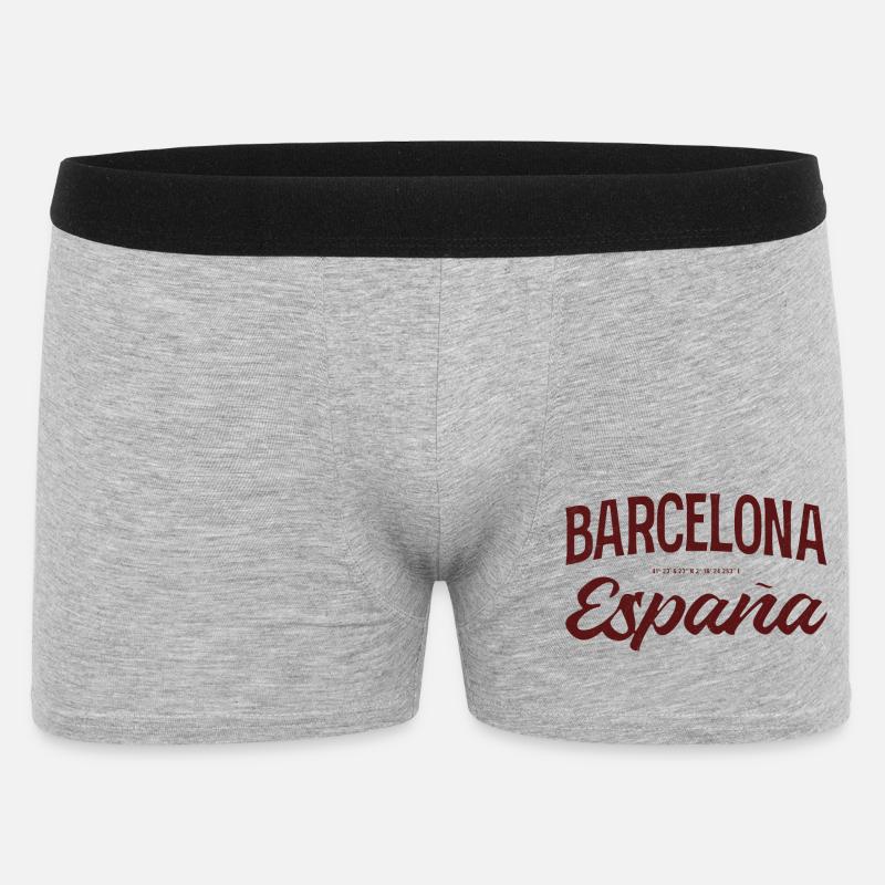 Barcelona Spanien Script Logo - Männer Boxer Shorts - Grau meliert