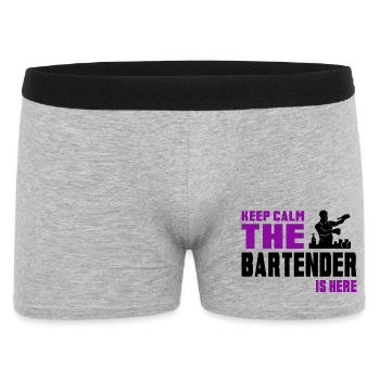 Motif barman Keep Calm - Boxer Homme - gris chiné - Devant