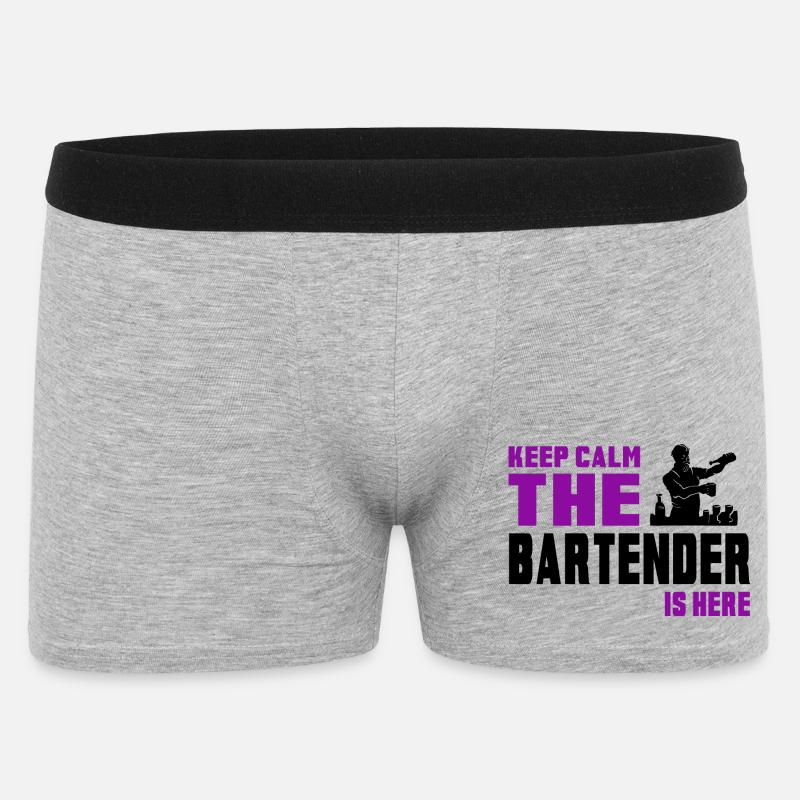 Keep Calm Barkeeper Design - Männer Boxer Shorts - Grau meliert