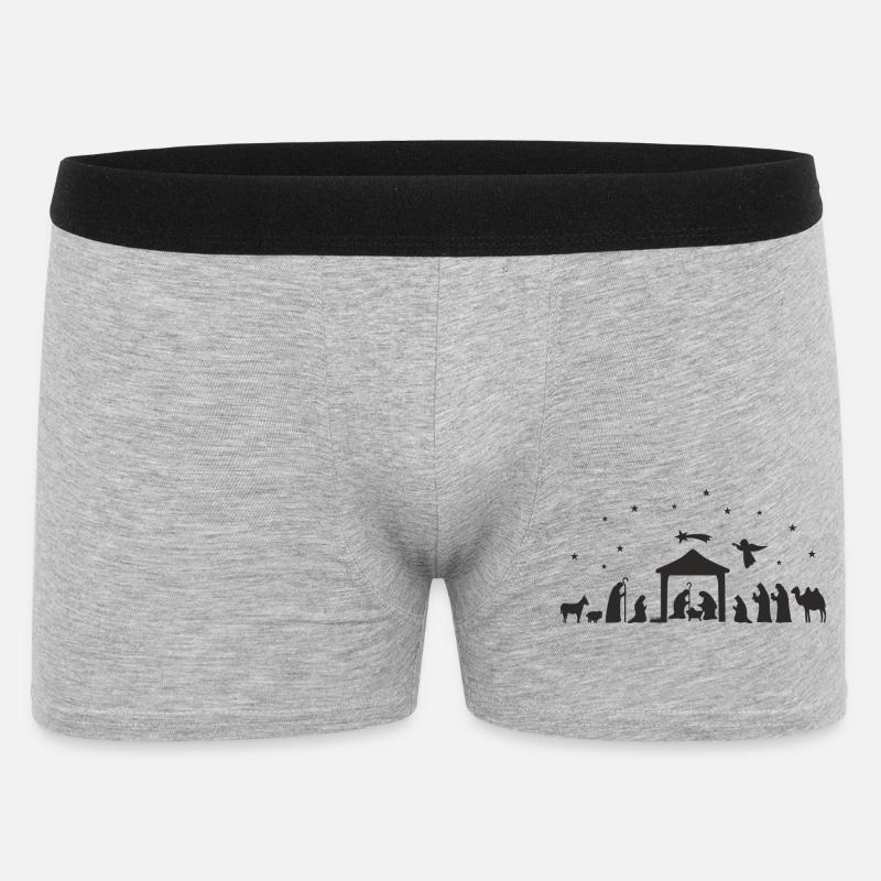 Weihnachtskrippe Silhouette Krippenszene - Männer Boxer Shorts - Grau meliert