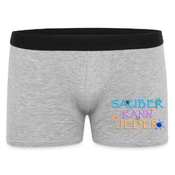 Sauber kann Jeder, witziger Spruch - Männer Boxer Shorts - Grau meliert - Vorne