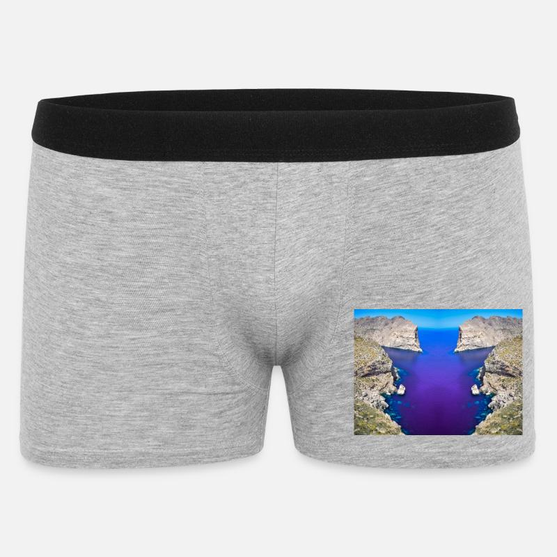 Mallorca Cap Formentor Verfremdung V.1 - Männer Boxer Shorts - Grau meliert
