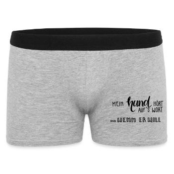 Mein Hund hört auf's Wort - wenn er will - Männer Boxer Shorts - Grau meliert - Vorne