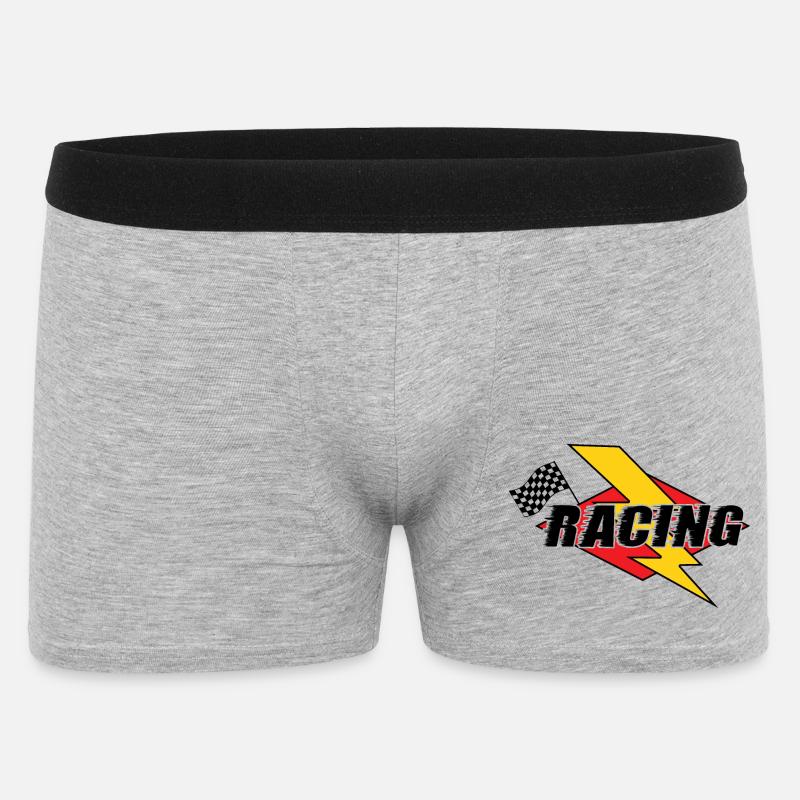Éclair de course et drapeau - Boxer Homme - gris chiné