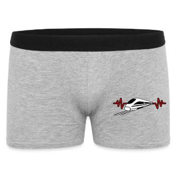 Heartbeat with train - railway worker, train driver design - Men's Boxer Shorts - heather grey - Front