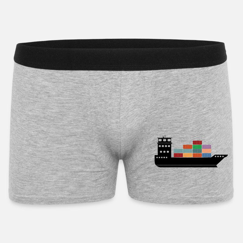 Seecontainerschiff oder Boot mit Containern - Männer Boxer Shorts - Grau meliert