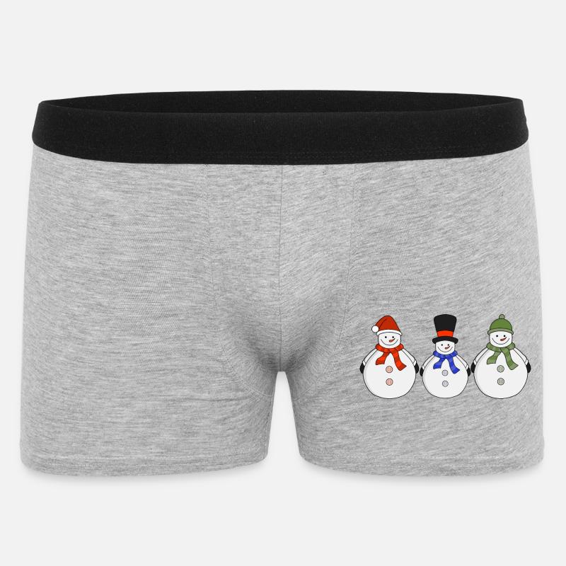 Schneemänner Der Winter ist da - Männer Boxer Shorts - Grau meliert