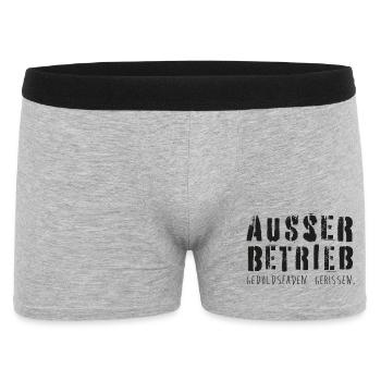 Außer Betrieb! Geduldsfaden gerissen! - Männer Boxer Shorts - Grau meliert - Vorne