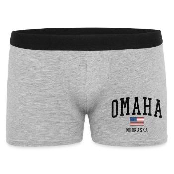 Omaha Nebraska USA Motif with Flag - Men's Boxer Shorts - heather grey - Front