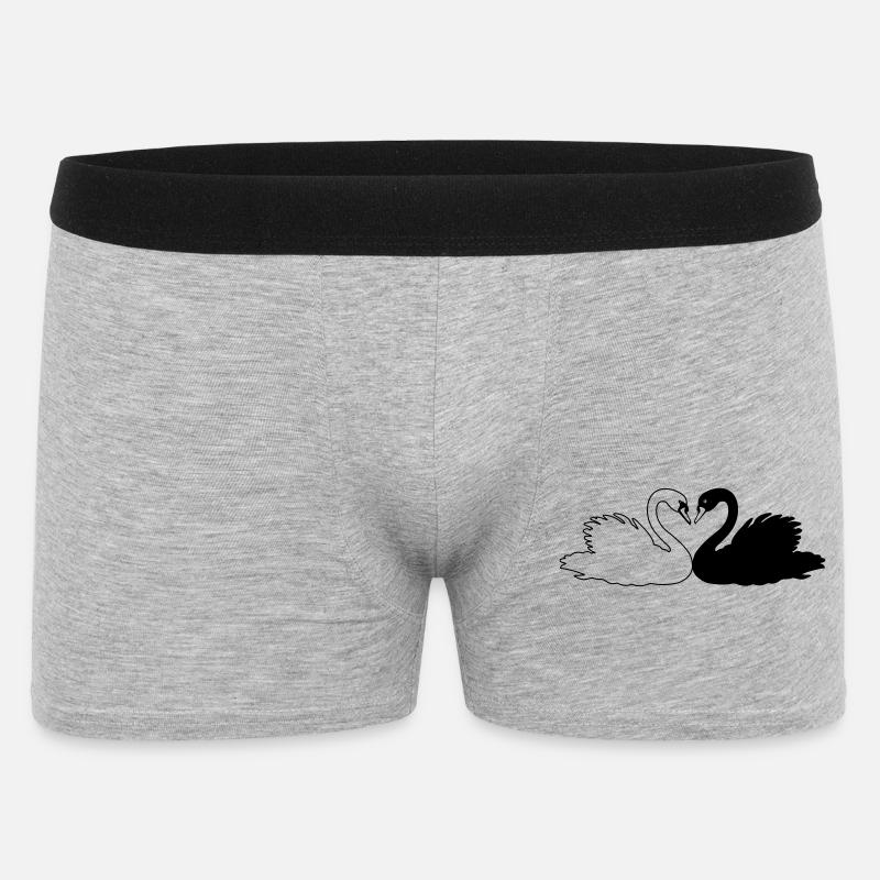 Schwarz-weiße Schwanenschattenfigur - Männer Boxer Shorts - Grau meliert