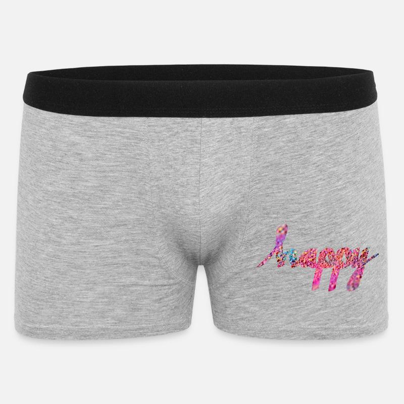 GLÜCKLICH - Männer Boxer Shorts - Grau meliert