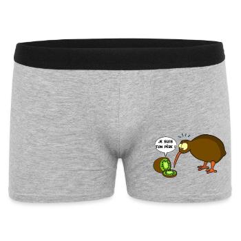 Kiwi contre kiwi (texte français) - Boxer Homme - gris chiné - Devant