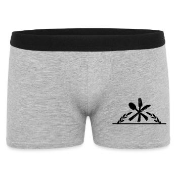 Besteckmenü-Logo mit halbem Lorbeerkranz. - Männer Boxer Shorts - Grau meliert - Vorne