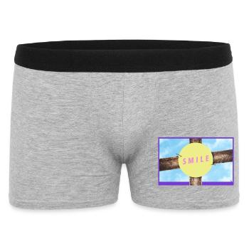 Holzkreuz Smile Kreis - Männer Boxer Shorts - Grau meliert - Vorne