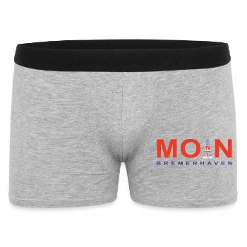 Moin Bremerhaven, Denkmal Pingelturm, Deutschland - Männer Boxer Shorts - Grau meliert - Vorne