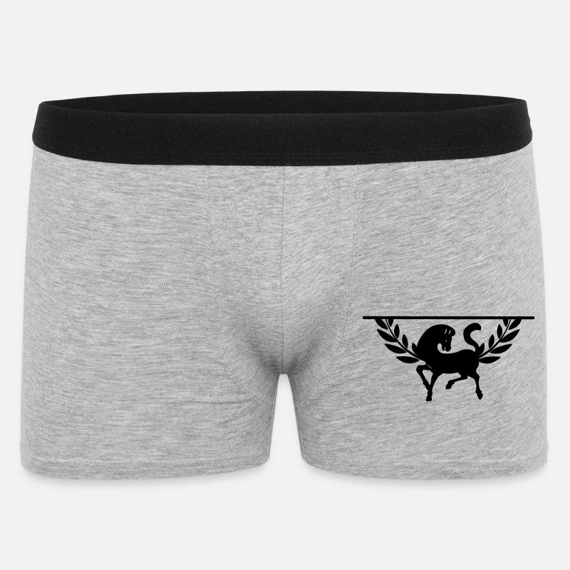 Pferd im halben Lorbeerkranz - Männer Boxer Shorts - Grau meliert