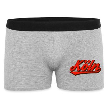 Köln Retro Script Logo Rot - Männer Boxer Shorts - Grau meliert - Vorne