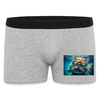 Hector le chat nageur à lunettes de plongée - Boxer Homme - gris chiné - Devant