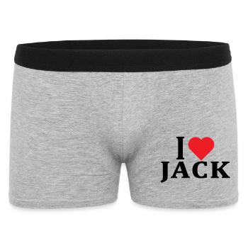 Name T-Shirt I love Jack T-Shirt Geschenkidee - Männer Boxer Shorts - Grau meliert - Vorne