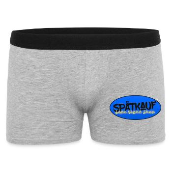 Spätkauf - Late Night Shop - Wortwitz Späti Spruch - Männer Boxer Shorts - Grau meliert - Vorne