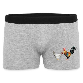 stately colourful rooster with a hen - Men's Boxer Shorts - heather grey - Front