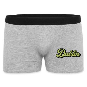 Dublin Retro Script in Lime - Männer Boxer Shorts - Grau meliert - Vorne