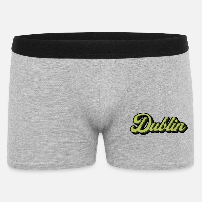 Dublin Retro Script in Lime - Men's Boxer Shorts - heather grey
