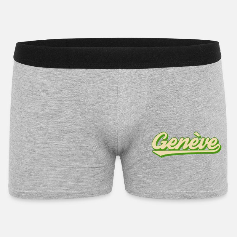 Genève Retro Script Lime - Boxer Homme - gris chiné