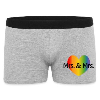 Regenbogen Mrs and Mrs 2 rainbow Herz - Männer Boxer Shorts - Grau meliert - Vorne
