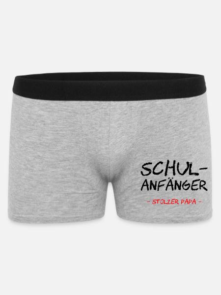 Schulanfänger. Stolzer Papa - Männer Boxer Shorts - Grau meliert