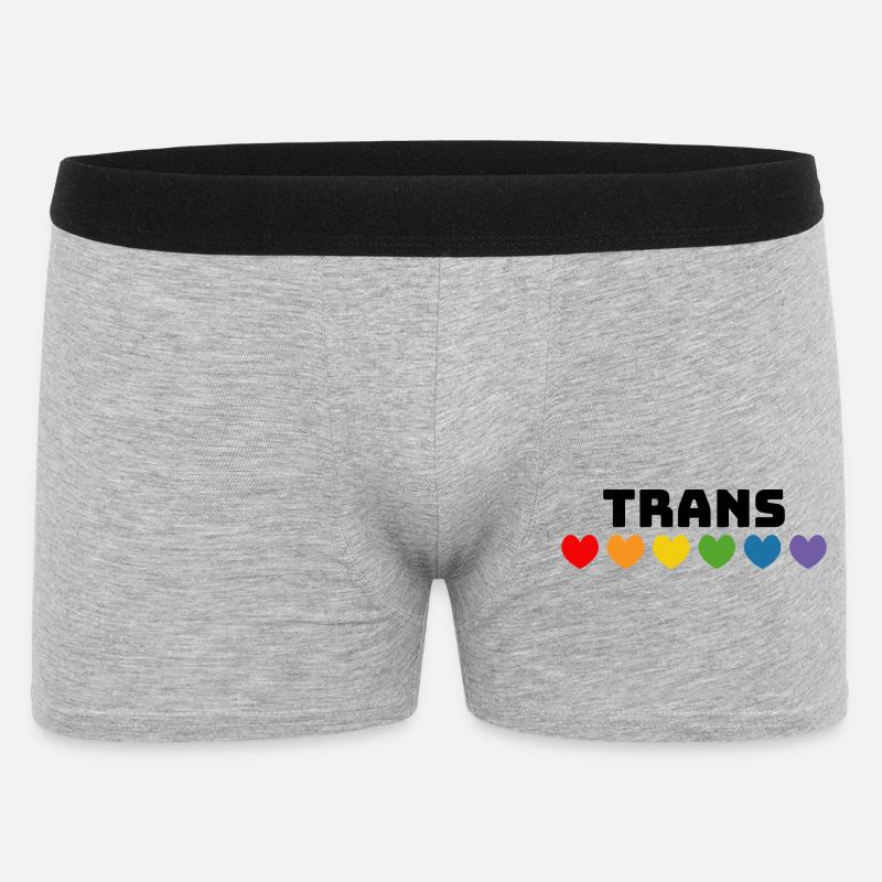 Cuore arcobaleno trans nero - Boxer da uomo - grigio melange