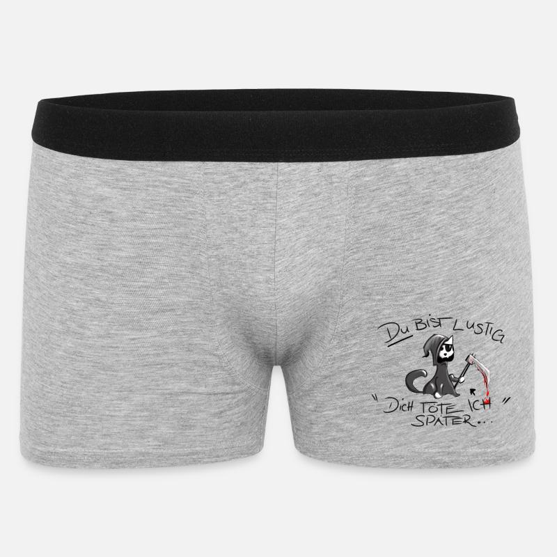 Schattenhafter Grim Reaper mit Sensenmotiv - Männer Boxer Shorts - Grau meliert