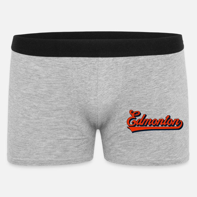 Edmonton Script Vintage Logo - Boxer Homme - gris chiné